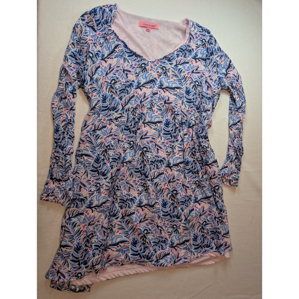 Simply Southern Bright Blue & Pink Floral Long Sleeve Tunic‎